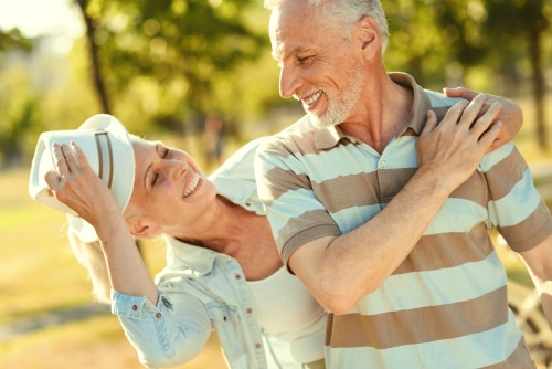 Older couple looking at each other and smiling