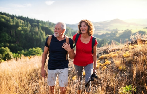 Happy couple on a hike