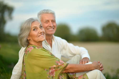 Couple looking up at the sky