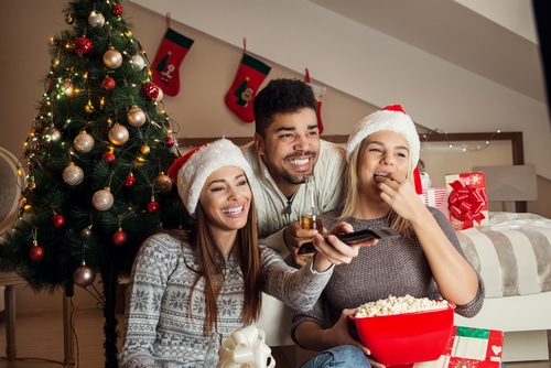 Friends together on Christmas Eve